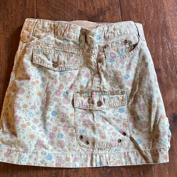 Green floral cargo mini skirt skort with shorts size 16R - Picture 4 of 10
